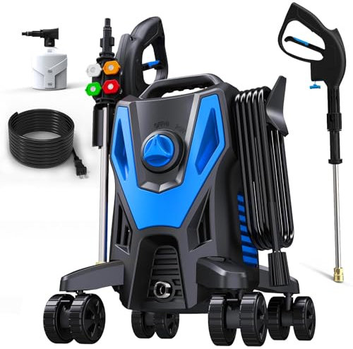 Zelonpro Idropulitrice elettrica, 5000 PSI 3,2 GPM idropulitrice 2025 aggiornata con gamma di pulizia da 15 m, 4 ugelli, cannone in schiuma, macchina per la pulizia ad alta pressione per auto, case