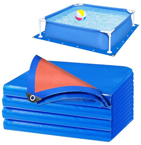 RGJ Poolfolie für oberirdische Pools, verdickte Poolmatte für unter Pool, zweifarbige Pool-Bodenmatte, Bodenmatte für Poolboden, Pannenschutz und längere Lebensdauer der Auskleidung