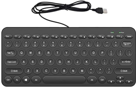 OHHXGK Wired USB Keyboard Mini, Retro Round Key Keyboard Universal 78-Key, Plug and Play Slim Ergonomic Portable Mini Business Keyboards For Desktop Computer Laptop PC