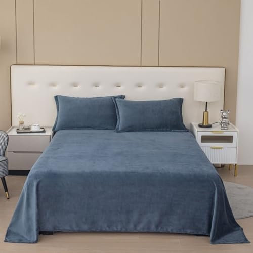 Flaches Blatt, Blaugrau Samt Bettlaken, für Boxspringbetten, Bequem | 230x250cm