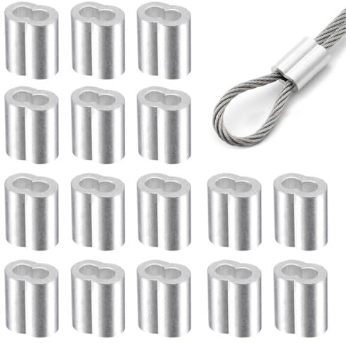 Seilklemme, 120 Stück Seilklemmen 3mm, Aluminium Pressklemmen Crimpschlaufe, Aluminiumhülsen Alu Klemme Drahtseilklemme, Quetschhülsen Pressklemmen für Gummiseil