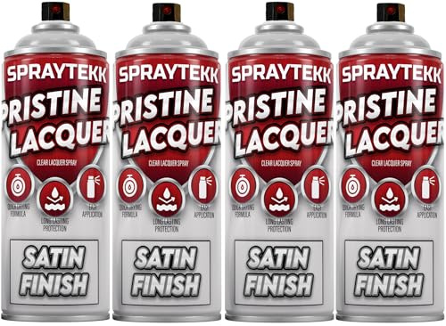 SPRAYTEKK Clear Lacquer Spray Paint | 400ml | Fast-Drying Acrylic Topcoat for Wood, Metal, Plastic & More | Non-Yellowing, UV & Scratch Resistant | Indoor & Outdoor Use (Satin, 4)
