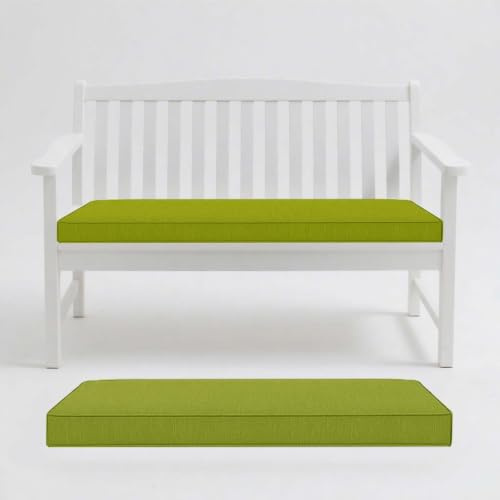 AZMAHT Leinen Bankauflagen Stuhlkissen Bank Polster Mit rutschfeste Abnehmbare Und Waschbare SitzkissenhüLle FüR Fensterbank Outdoor GartenmöBel Terrasse Drinnen Sitz,Grass Green,180x60x5cm