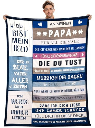 Ranedo Geschenk für Papa, 150×200 cm ultraweiche Flanelldecke mit Aufgedruckten Segenssprüchen, kuscheldecke als Weihnachts, Geburtstags oder zum Vatertag