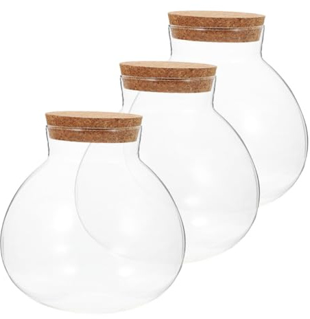 INOOMP 3pcs Glass Ecological Bottle Cork Lid Micro Landscape Moss Plant Terrarium for Desktop Display Sealing Glass Jar for Indoor Planting