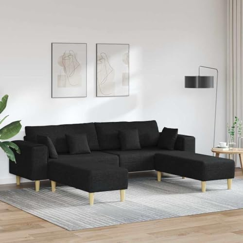 Qnhdfrt U-Form Sofa Schwarz 250x188 cm Schlafsofa Big Sofa mit Stauraum Robustes Holzgestell & Atmungsaktiver Stoff Modernes Ecksofa für Wohnzimmer Jugendzimmer
