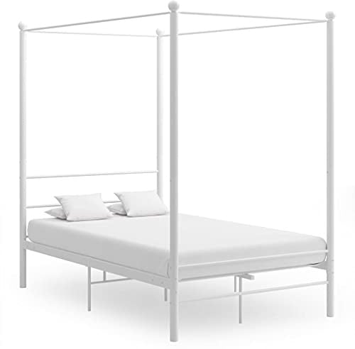 YuuSsea Himmelbett Weiß Metall 120x200 cm, Robustes Bettgestell für Schlafzimmer, Elegantes Plattformbett, langlebige Schlafzimmermöbel