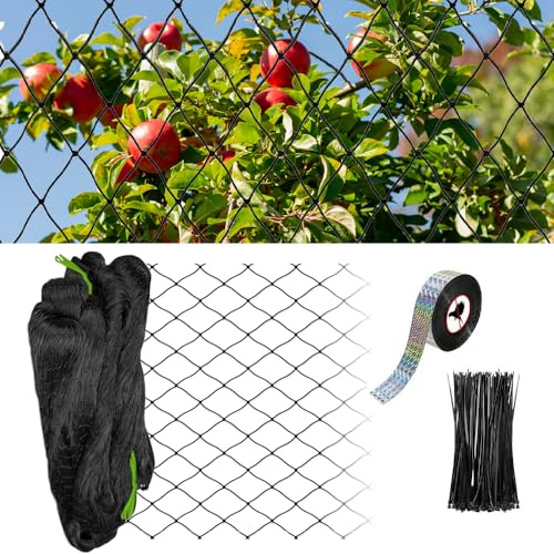 Hojalis Filet De Protection Contre Les Oiseaux, 7,5 X 15 M Filet Anti-Oiseaux, Filet Anti Oiseaux Noir, Filet Anti Pigeon, Mailles De 5 X 5 Cm De Grands Trous,Filet De Protection Pour Arbres Fruitiers