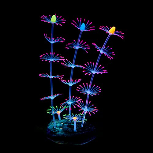 Silikon-Korallenornamente, Aquarium-Dekoration, künstlicher Seetang, leuchtendes Riff-Ornament, Aquarium, Pflanzendekoration, Ornamente, Riff-Dekorationen, kleine künstliche Silikon-Algenpflanze