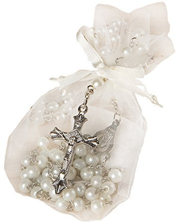 Mopec Rosarios de Perlitas comunion, Plateado, 9x7.5x3 cm, 2 Unidades