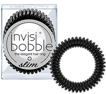 invisibobble Slim Haargummi True Black I 3x Dünne Haargummis schwarz für Mädchen & Damen I eleganter Look & starker Halt I designed im Herzen Münchens