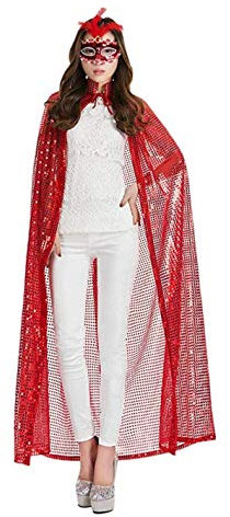 Damen Halloween Umhang Lange Pailleiten Bekleidung Karneval Fasching Kostüm Cape Fashion Cosplay Zubehör