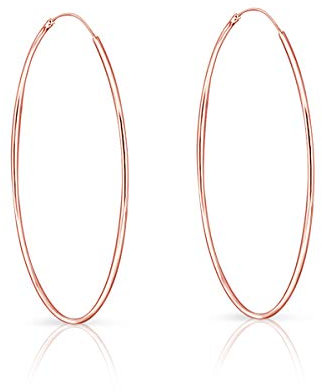 Orecchini a Cerchio in Argento 925 Placcati Oro Rosa 18K - Orecchini Donna Grandi - Cerchi Oro - Spessore 1.5 mm - Diametro 70 mm