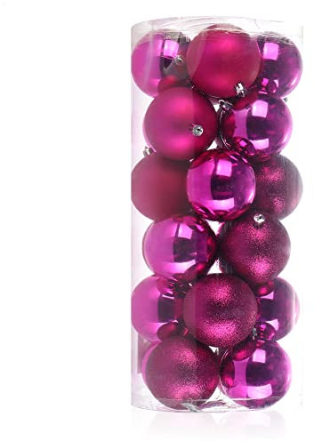 com-four® 24x Weihnachtskugeln, Christbaumkugeln bruchsicher aus Kunststoff für Weihnachten, Baumschmuck für den Christbaum mit Anhänger