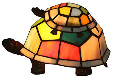 HKLY Hotel Tischlampe Europäische Schildkröte Lampe Schlafzimmer Dekoration Ornamente Tiffany Style Schreibtischlampe Nachttischlampe Bunte Glas Nachtlicht Für Kinderzimmer E14,Beige