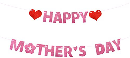 Muttertag Girlande mit Herz Papier Happy Mother's Day Deko Party Banner Dekoration