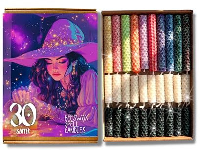 30 Glitzer-Bienenwachs-Zauberkerzen-Set