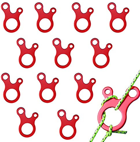 Cosswe Guyline Lot de 12 tendeurs de corde 3 trous en alliage d'aluminium pour tente d'extérieur randonnée camping pique-nique