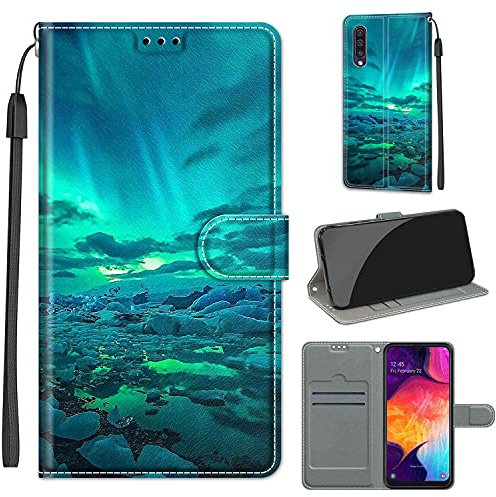 TOMYOU Schutzhülle für Samsung Galaxy A50 / A30S / A50S, Premium PU Leder & TPU Schutzhülle mit Magnetischer Krempe, Kartensteckplätze & Standfunktion, Schwarz