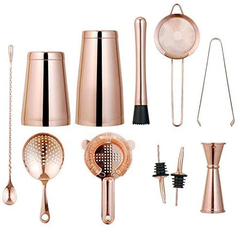 Elex® 11Pcs 750ml Copper Boston Cocktail Shaker with Accessories Essential Mixology Bartender Kit Gift Set