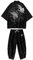 DOSLAVIDA Herren Japanische Kimono Jacke Set Stilvolle Offene Vorderseite Mantel Mit Shorts Chinesischen Stil Gedruckt Cardigan Anzüge, Hose-Schwarz 2, Medium
