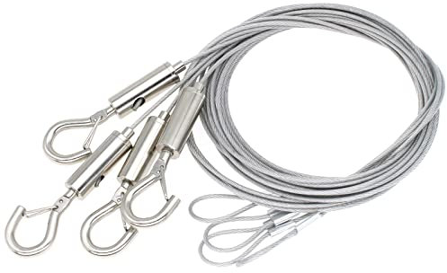 4 corde metalliche regolabili da 150 cm con anello e gancio, filo in acciaio inox da 1,5 mm, per cornici, specchi, lampadari, decorazioni per la casa [FDXGYH]