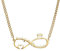 JewelryWe Schmuck Namenskette Damen Edelstahl Personalisierte Halskette Infinity Unendlichkeit Zeichen Kette mit 2 Namen Herz Krone, Geschenk für Frauen Mädchen Freundin Mutter Schwester (Gold)