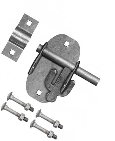 TERF® Heavy Duty Oval Padlock Sliding Bolt Galvanised 100mm (4 inch) Pad Bolt Silver for Use with Garden Gates Sheds Garage Out House Doors Lock Including Fixing - Pack of 1