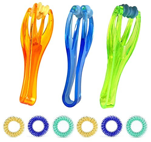 6 Stück Finger Massage Ring und 3 Stück Handmassageroller für Fördern Hand Joint Blutzirkulation Stoffwechsel Anti Ermüdung Stress Pflege, Massage Set, Akupressur und Meridian Massage !