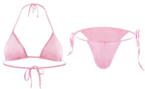 YJZQ Bikini Sissy pour Hommes Ensemble Soutien-Gorge et String Respirant Thong Hot sous Vêtement Ensembles de Lingerie Peignoir de Nuit Homme Pyjama Cosplay Culotte Ficelle Costume de Bain Halloween