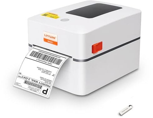 LVYUAN DHL Etikettendrucker, 4x6 Mobile Thermo Etiketten Drucker, Versanddrucker 203DPI Kompatibel mit Windows, Mac OS und Chrome OS, für DHL DPD UPS FedEx Amazon Etsy Shopify Ebay