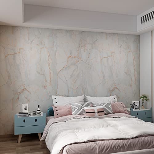 JSEVEM 40CM×9M Hellblau Orange Marmor Selbstklebende Tapete Selbstklebend Möbel Klebefolie Steinoptik Marmoroptik Mamorfolie Möbelfolie Wasserfest Möbelaufkleber Wohnzimmer Selbstaufkleben Wand Papier