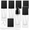 6 Pieces 30ml/1oz Frosted Glass Foundation Bottles Square Lotion Dispenser Container Empty Cosmetic Samples Vials with Press Pump&Black Cover for Liquid Foundation Essence Cream Toiletry Travel