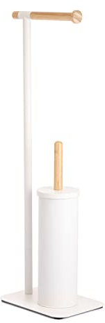 Freestanding Toilet Roll and Brush Combination (White)