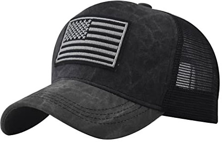 Men's Breathable Hat with Usa Flag Amerikanische Flagge Baseball Cap Herren Damen Verstellbar Usa Baseball Cap Us American Flag Embroidered Mesh Trucker Cap