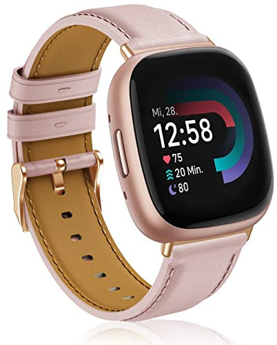 Supore Armband Fitbit Versa 4 / Versa 3 Armband Weiches Leder Uhrenarmband Kompatibel mit Fitbit Versa 4/ Versa 3/ Fitbit Sense/Sense 2 Herren Damen