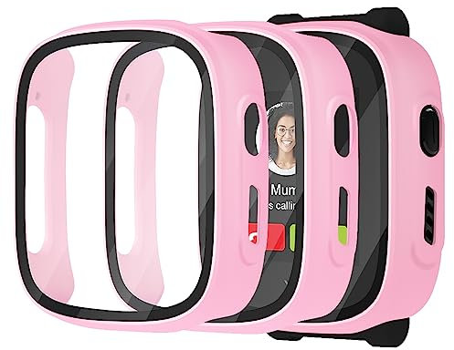 Seltureone 2 Stück Hülle für XPLORA X5 Play Panzer Schutz Glas Schutzhülle, Hard PC 360° Rundum Anti Kratz Anti Staub HD Ultradünne Schutzhülle für XPLORA X5 Kinder Mädchen – Blassrosa