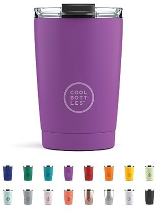 Cool Bottles - Tumbler - Gobelet Isotherme en Inox - 330ml - Vivid Violet - Tasse à Café Thermique - Couvercle Hermétique - Boissons froides 10h et chaudes 5h - Finition Anti-tâches
