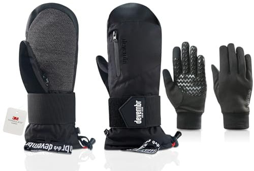 devembr Advanced Ski-Fäustlinge mit Handgelenkschutz und Herausnehmbarem Innenfutter, M