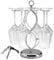 CXRYLZ Wine Glass Holder with Bottle Openers, Glasses Drying Rack and 1pcs Corkscrews, Elegant Silver Hanging Stand 6 Hooks Cup Storage Organiser for Kitchen Bar