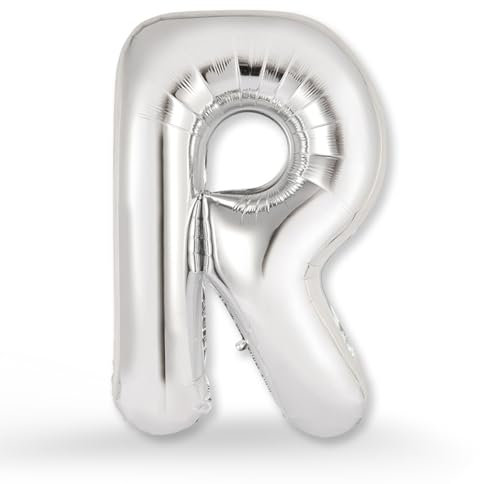 FUNXGO XXL Groß Folienballon Buchstaben R Silber -Riesen Alphabet ca. 100m - Verstärktes Material - Helium oder Luftfüllung - Perfekt für Geburtstag, Hochzeit, Party Dekoration & JGA - Ballon R Silber