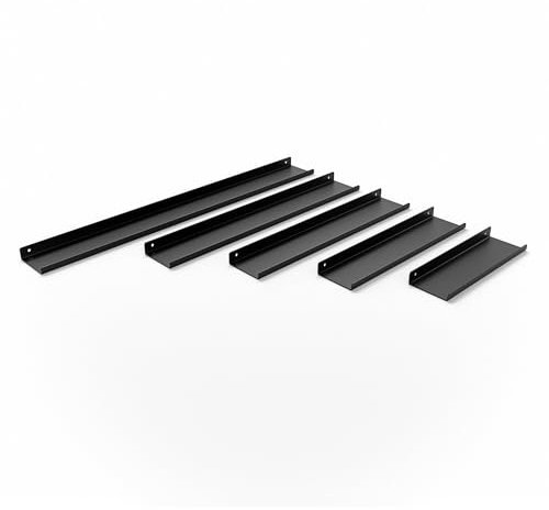 HEVVA Regalleiste 30/40/50/60/80/100/120 cm | Marseille | Bilderleiste, Wandregal aus Metall, Metallablage, Schlüsselbrett, Badregal schmal, Gewürzregal Schwebend | (1x Regal - Schwarz, 40 cm)