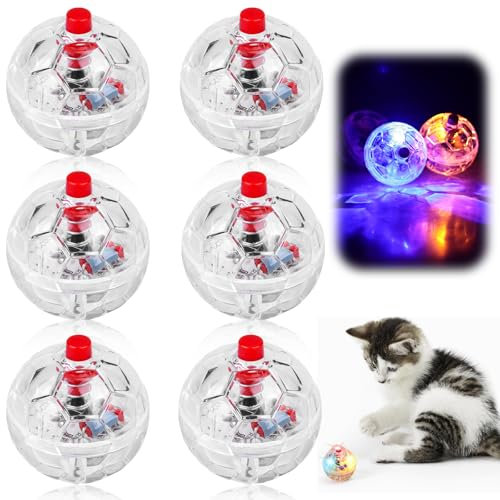 Leikurvo Juguete para gatos, 6 bolas intermitentes de luz LED de caza de fantasmas, bola interactiva de movimiento para mascotas para gatos y perros
