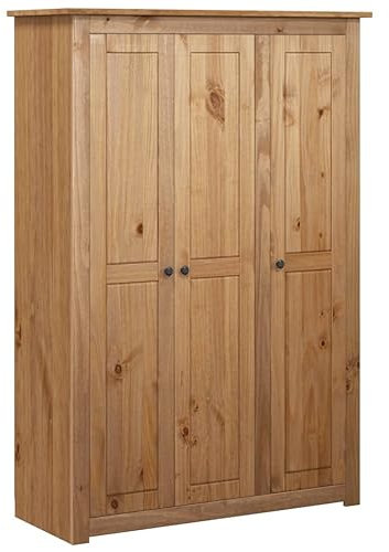 KOIECETA Garderobe massives Kiefernholz Panama Serie (Braun, 118 × 50 × 171,5 cm)