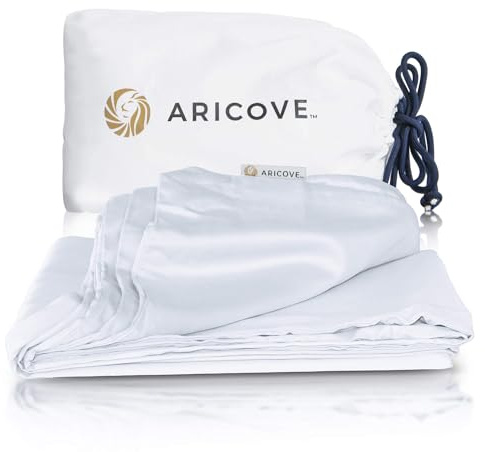 Aricove Gewichtsdeckenbezug, 152,4 x 203,2 cm, Queen-Size-Größe, Bettbezug für gewichtete Decke, seidig weicher Bambus, maschinenwaschbar, Brillantweiß