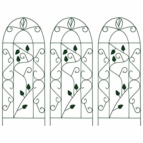 ARKEM Rankgitter 3 STK. Schwarz 40×100 cm Eisen Spaliere Und Rankhilfen, Rosenstütze, Kletterhilfe Für Pflanzen, Tomatenturm, Kletterrosen, Rosenrankgitter