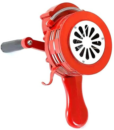 Tragbarer Kurbelalarm, Flugabwehr-Sirene – 110 Dezibel roter Notfall-Luftfahrt-Alarm – Aluminiumkonstruktion – kompakte und laute Sicherheits-Sirene