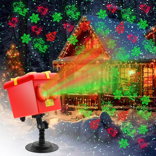 Proyector de Navidad Halloween al aire libre, 13 patrones temáticos lámpara para proyector con mando a distancia, impermeable decoración jardín para Navidad, Halloween, paredes de la casa, paredes