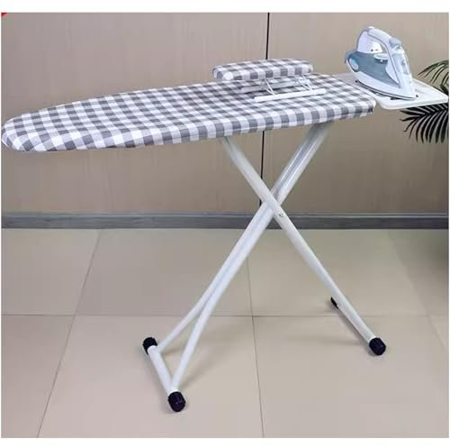xjdagaoge Tavolo da Stiro da Tavolo con Supporto per Ferro, ASSE da Stiro Portatile con Copertura e Imbottitura, da Tavolo Pieghevole, Plaid Grigio-Blu
