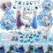 111Pcs Kindergeburtstag Geschirr Deko 5 Jahre Mädchen- Geburtstag Partygeschirr mit Luftballon Balloon Happy Birthday Geburtstagsdeko Girlande Pappteller Tortendeko Party Deko Supplies